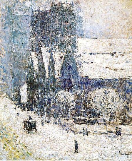 Childe Hassam Painting, oil on canvas, of Calvary Church china oil painting image